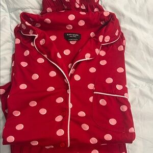 Kate Spade Red and Pink Polka Dot Pajama Set M